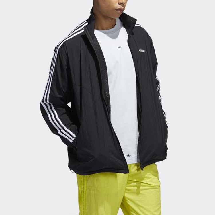 adidas originals Reverse Tt Casual Sports Reversible Stand Collar Zipper Jacket Black GN3816
