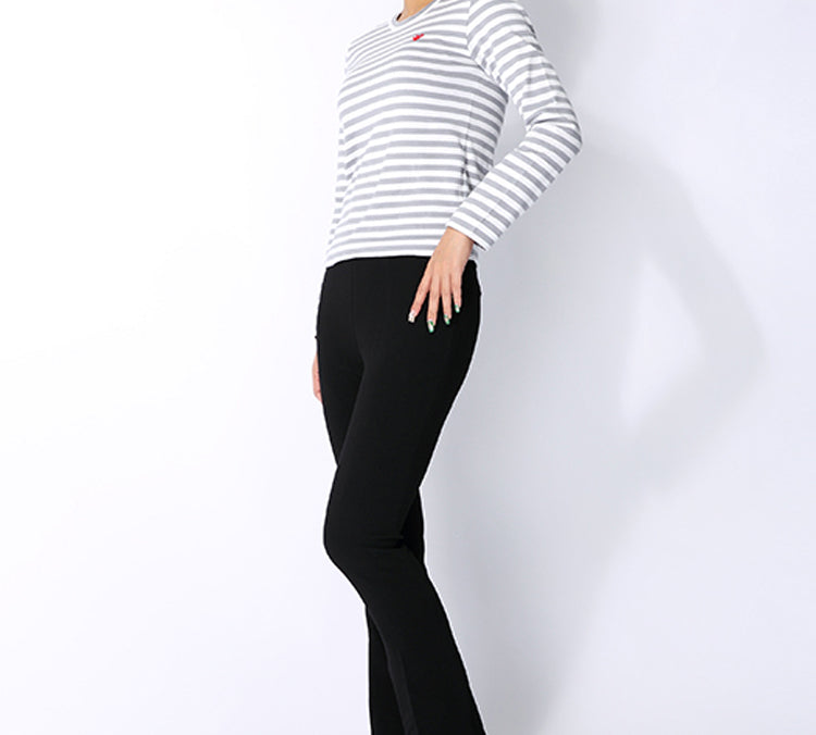 (WMNS) COMME des GARCONS PLAY Striped Mini Logo Tee 'Grey' AZ-T217-051-3