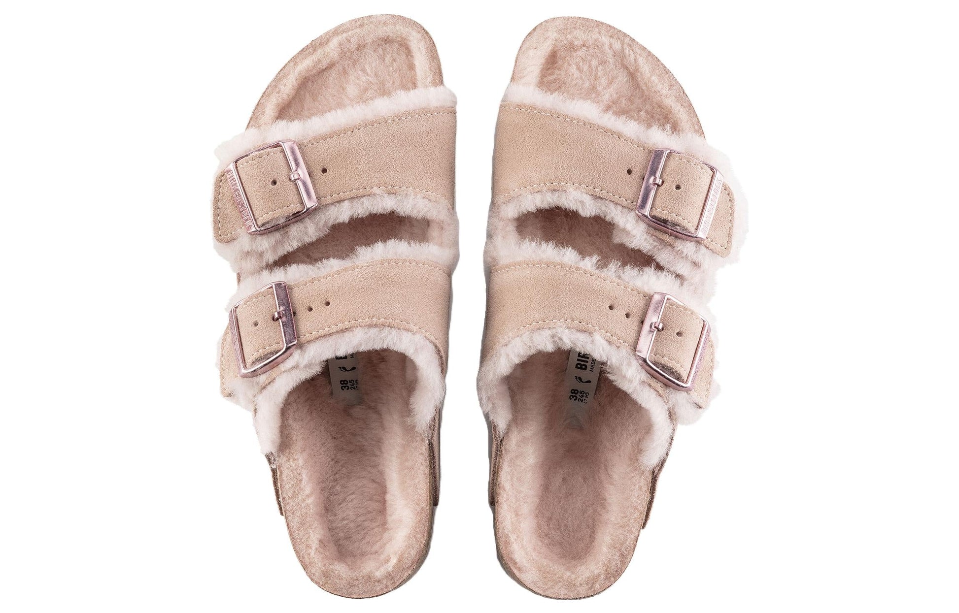 (WMNS) Birkenstock Arizona Shearling Suede Leather Sandals 'Light Rose' 1020389