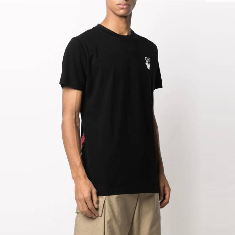 Off-White SS21 Logo Arrow Printing Pattern Cotton Short Sleeve Black OMAA027R21JER0031032