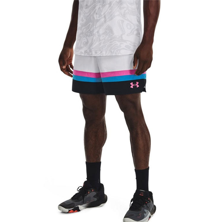 Under Armour Baseline Woven Shorts 'White Pink Blue' 1377309-100