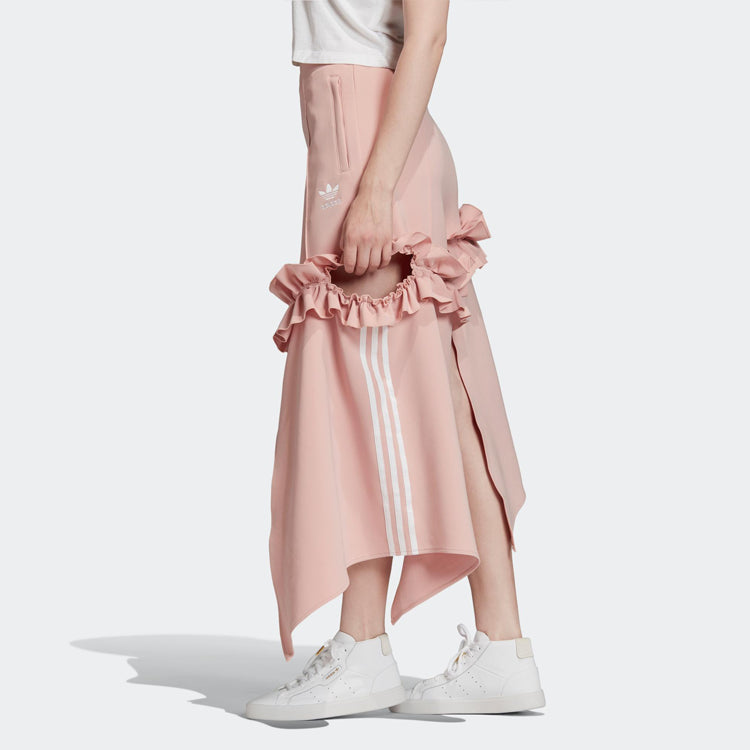 (WMNS) adidas Originals x J KOO 3 Stripe Trefoil Ruffle Skirt 'Maroon Pink' FT9902