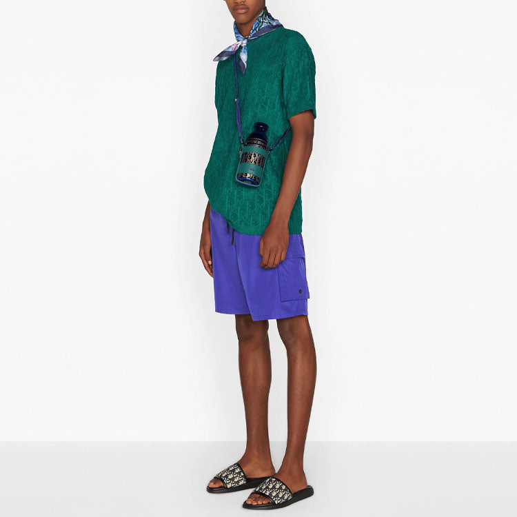 Men's DIOR SS21 Oblique Printing Cotton Round Neck Short Sleeve Green 113J692A0614-C676