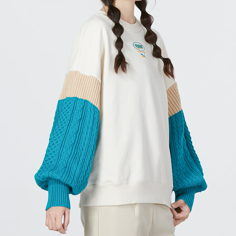 (WMNS) PUMA Colorblock Sweatshirt 'White' 537968-65