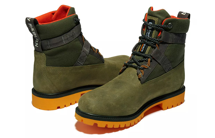 Timberland Heritage 6 Inch Waterproof Leather and Fabric Boot 'Dark Green Nubuck' A2H8QA58