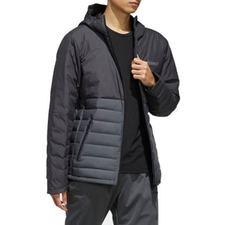 adidas Xplr Lt Dwn J H Woven Material Sports Down Jacket Black FJ9244