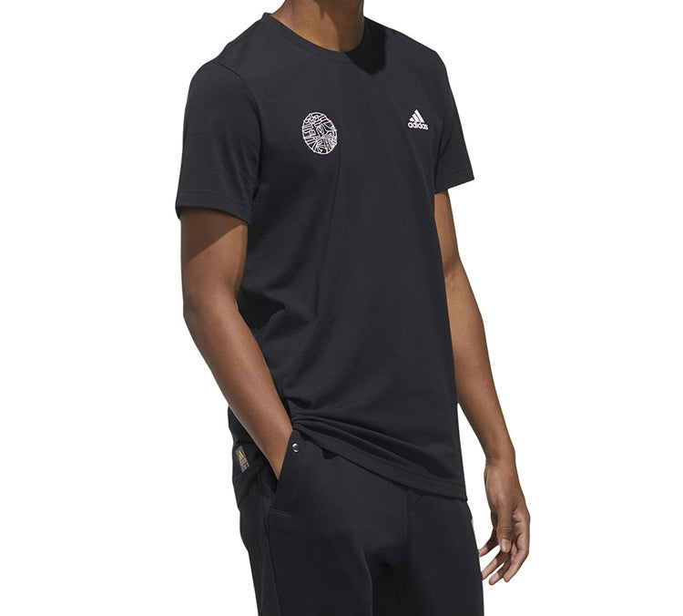 adidas Alphabet Logo Printing Short Sleeve Black FU6219