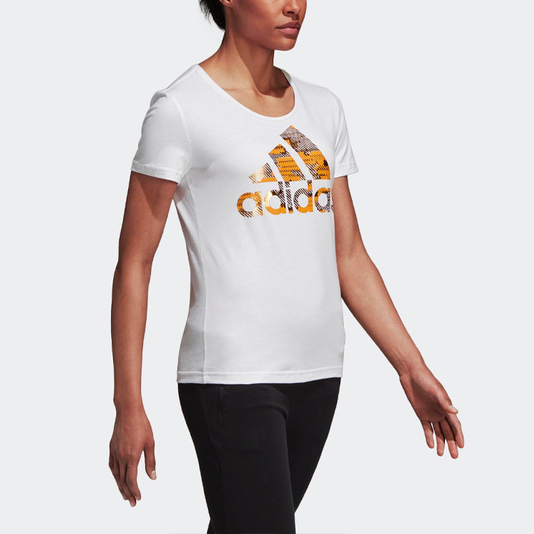 (WMNS) adidas Metallic Logo Training Short Sleeve White CD1956