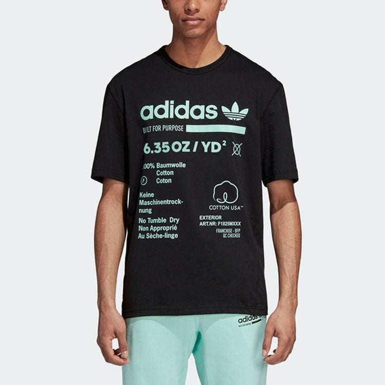 adidas originals KAVAL Alphabet Printing Pattern Short Sleeve Black DM1486