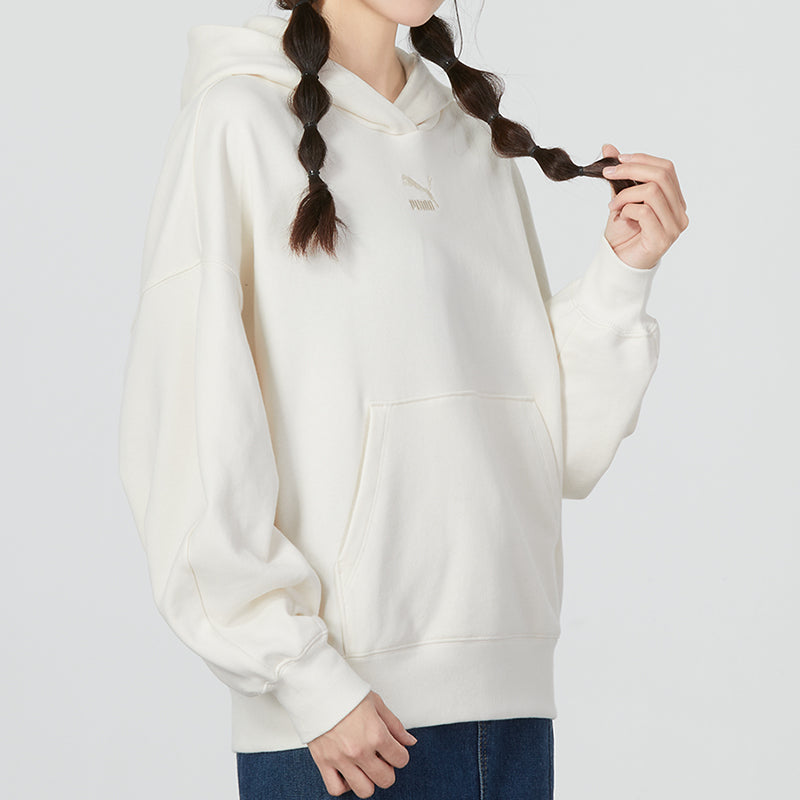 (WMNS) PUMA Classic Oversized Hoodie TR 'White Grey' 673576-99
