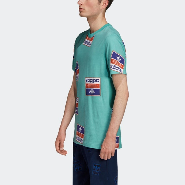 adidas originals Printing Round Neck Short Sleeve Green DV2073