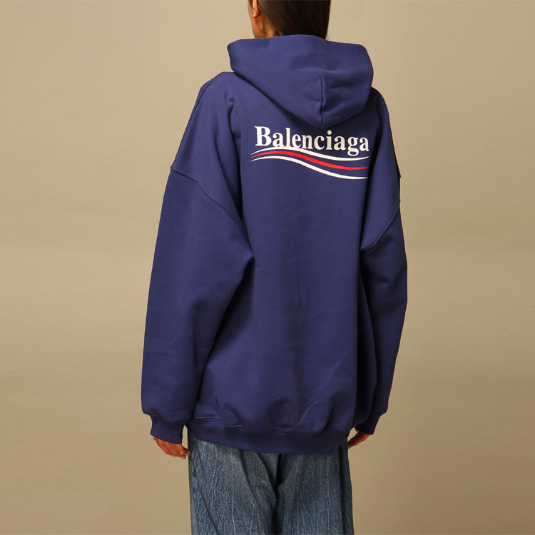(WMNS) Balenciaga SS21 Loose Long Sleeves Hoodie Blue 620947TIV531195