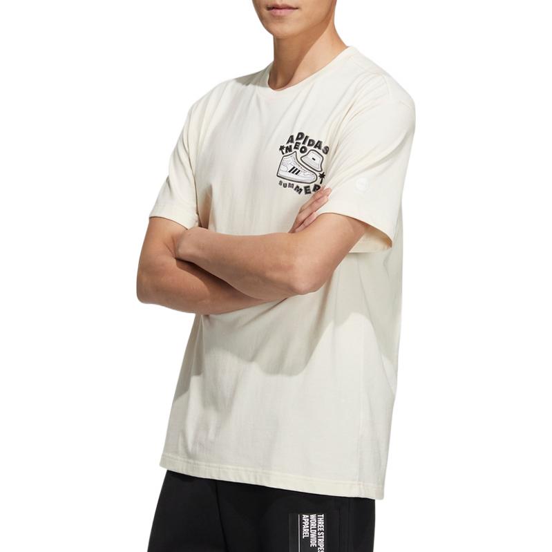 adidas neo SS22 Shoe Alphabet Printing Round Neck Short Sleeve Couple Style Beige HS8851