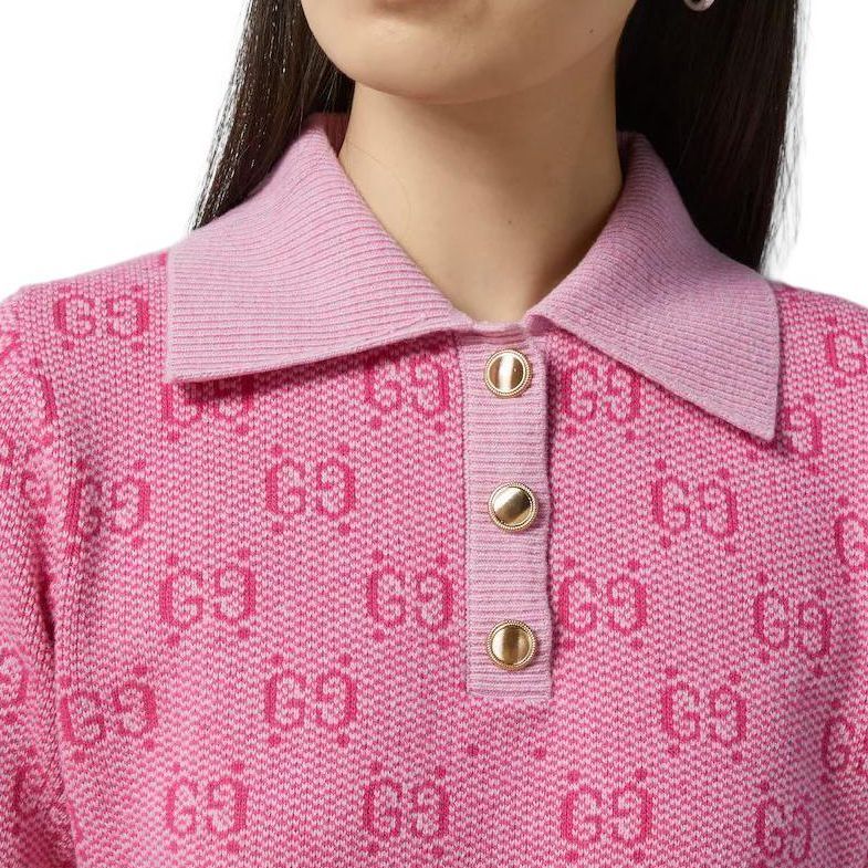 (WMNS) Gucci GG Wool Jacquard Polo Shirt 'Pink' 773631-XKDK5-5152
