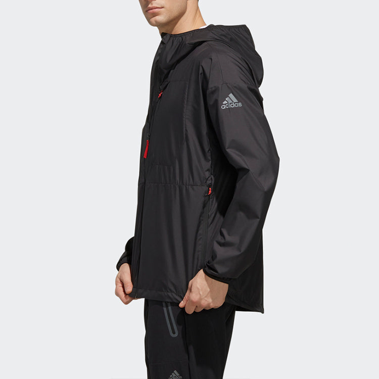 adidas Windbreaker Ho Sleeve Logo Windproof Hooded Jacket Black EH3949