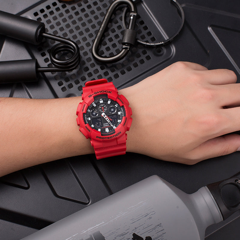 CASIO G-Shock Analog-Digital 'Red' GA-100B-4A