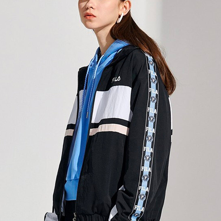 Fila FUSION Contrasting Colors Printing Woven Sports Jacket Black T11W115705F-BK