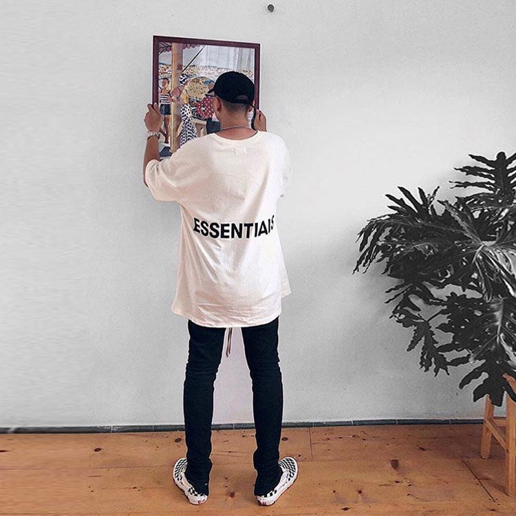 Fear of God Essentials Boxy Graphic Long Sleeve White Tee FOGYHCX-WH-01