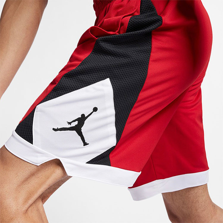 Air Jordan Side Black Logo Basketball Sports Shorts Red AJ1115-687