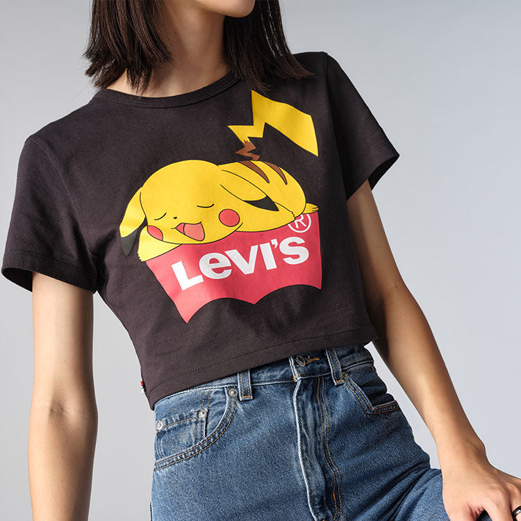 Levis x Pokmon Crossover Pikachu Cartoon Printing Short Sleeve Black 59187-0004