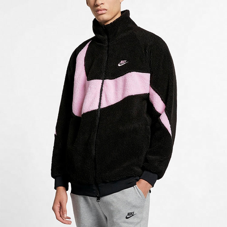Nike Big Swoosh Polar Fleece Jacket 'Black Pink' BQ6546-016