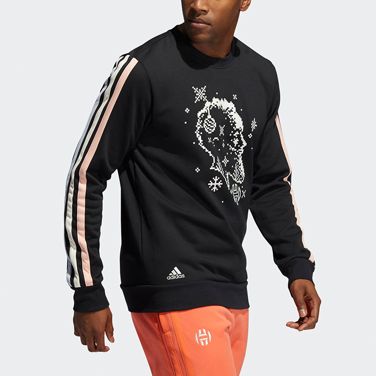 adidas Decorate Cr Basketball Casual Sports Stripe Round Neck Black GU0507