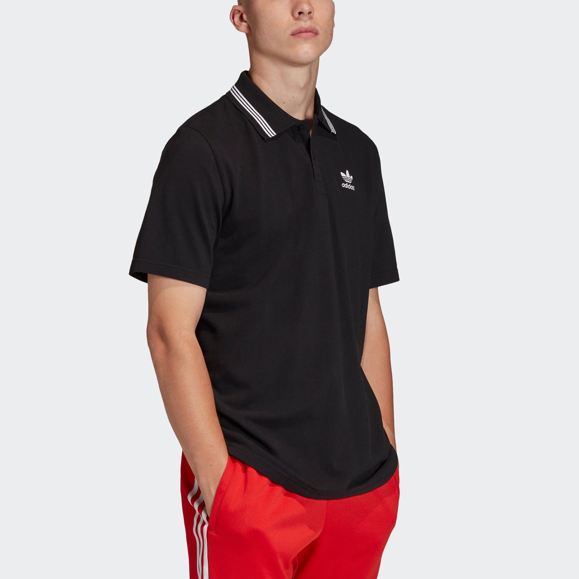 adidas originals Casual Sports Breathable Embroidered lapel Short Sleeve Polo Shirt Black FM9952