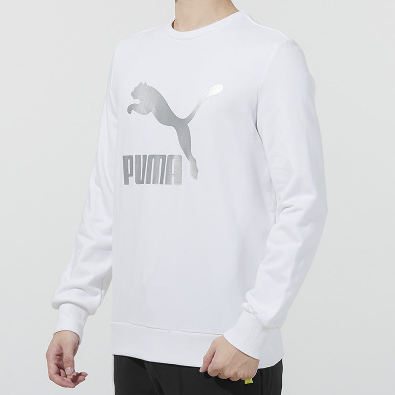 PUMA Classics Logo Crew Large Logo Printing Sports Round Neck Pullover White 531367-52