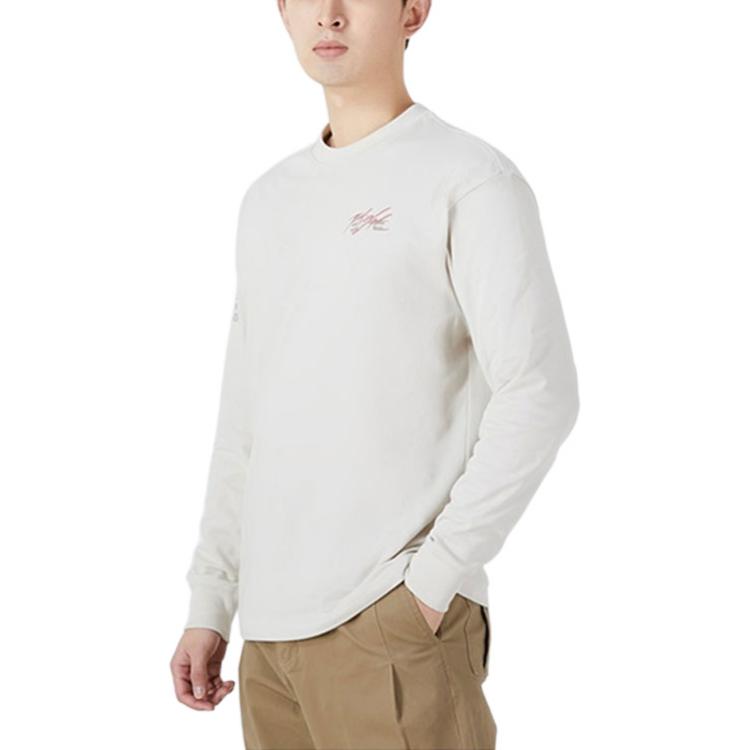 Men's Air Jordan SS22 Logo Printing Round Neck Long Sleeves Autumn Creamy White T-Shirt DM0847-104
