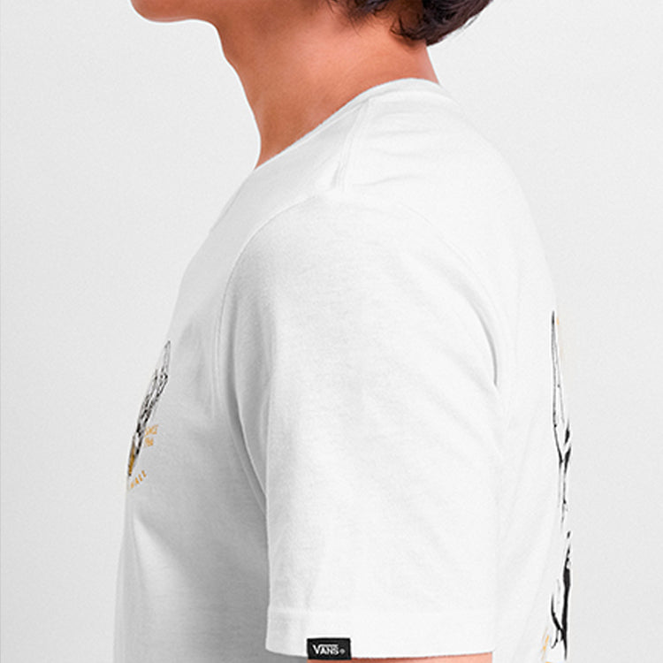 Men's Vans Skeleton Anime Printing Short Sleeve White VN0A4MLYWHT