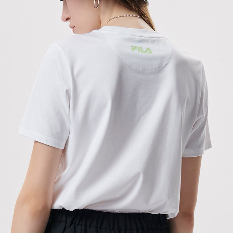 FILA FUSION Large Logo Printing Sports Knit Short Sleeve White T11W131109A-WT