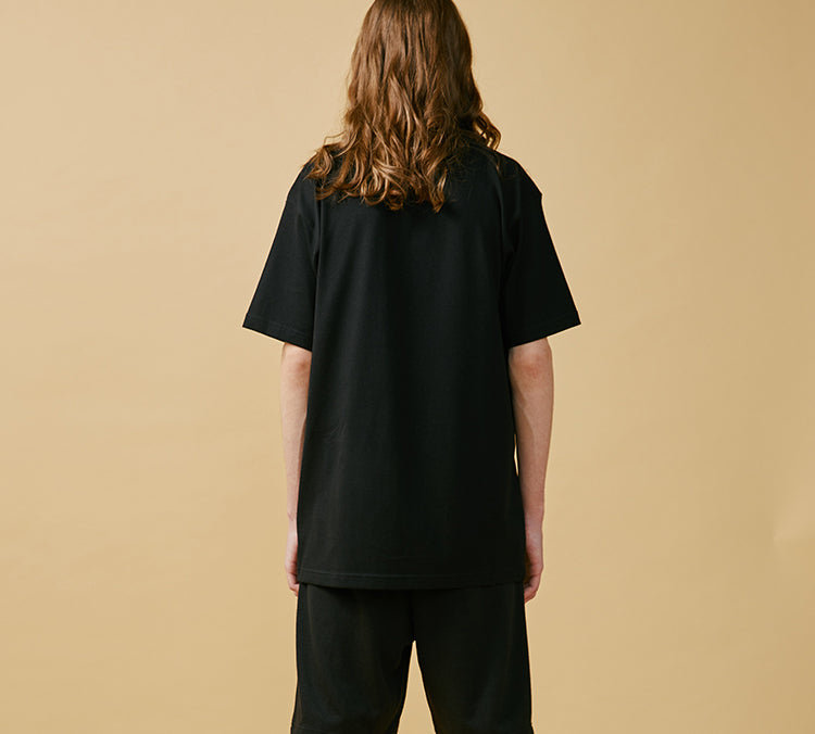PJs Vigor Pattern Printing Short Sleeve Unisex Black 20SSTS1028-P