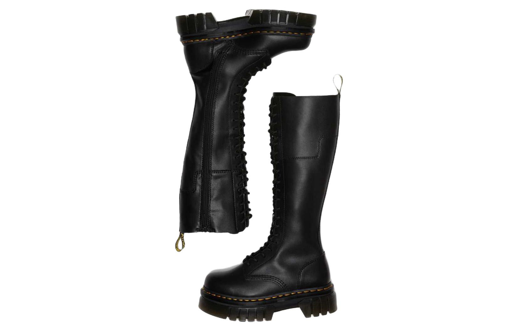 (WMNS) Dr.Martens Audrick 20-Eye Leather Knee High Platform Boots 'Black' 27953001