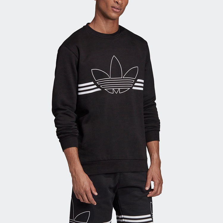 adidas originals Outline Crw Flc Casual Loose Round Neck Black ED4685