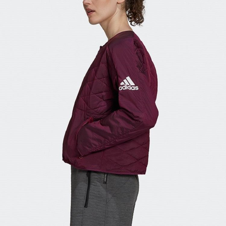 (WMNS) adidas W ZNE Padded JK Cardigan Casual Sports Jacket Wine Red FS2434