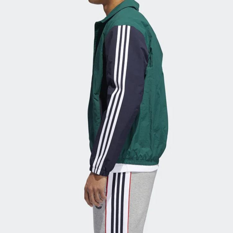Men's adidas originals Trefoil Coach Colorblock Logo Casual Jacket Blue EJ7109