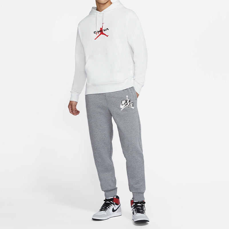 Air Jordan Jumpman Classics Flying Man Printing Drawstring Fleece Lined Slim Fit Bundle Feet Long Pants Gray DB6759-091