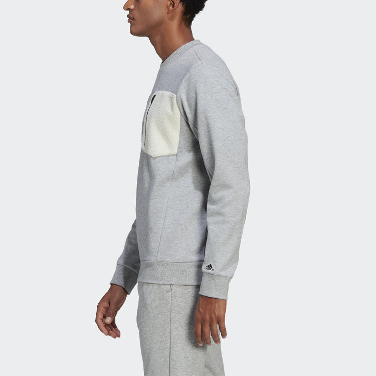 adidas M Mh Wntr Bos C Chest Pocket Sports Round Neck Pullover Gray GM0901