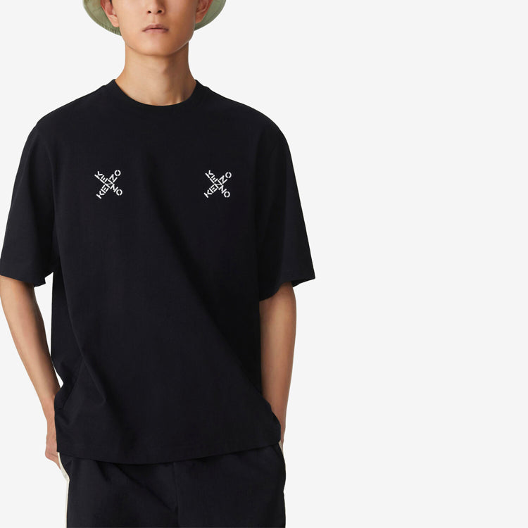 Men's KENZO SS21 Logo Printing Short Sleeve Black FA65TS0504SK-99