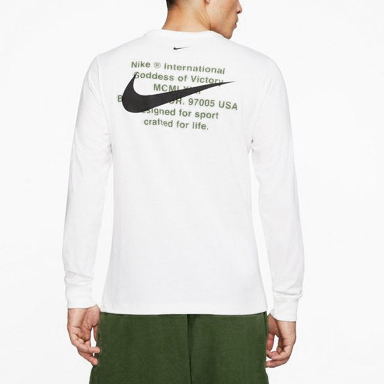 Nike MENS Swoosh Casual Sports Double-Hook Crew-neck Long Sleeve White DB6156-100