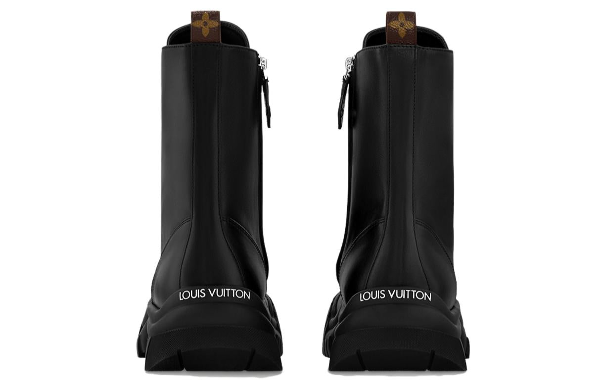 (WMNS) LOUIS VUITTON Ruby Flat Ranger Boots 'Black Plain' 1ABPS0