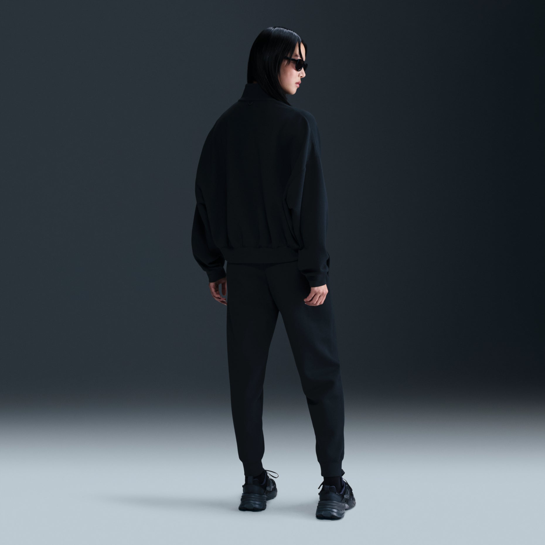 (WMNS) Nike 24.7 ImpossiblySoft Dri-FIT 1/2-Zip T-shirt Oversized Fit 'Black' HQ8189-010