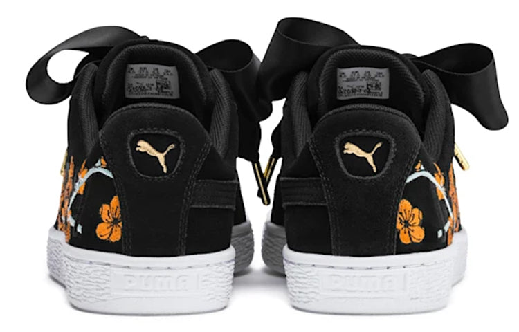 (WMNS) PUMA Suede Heart Floral 'Black Orange' 370807-01