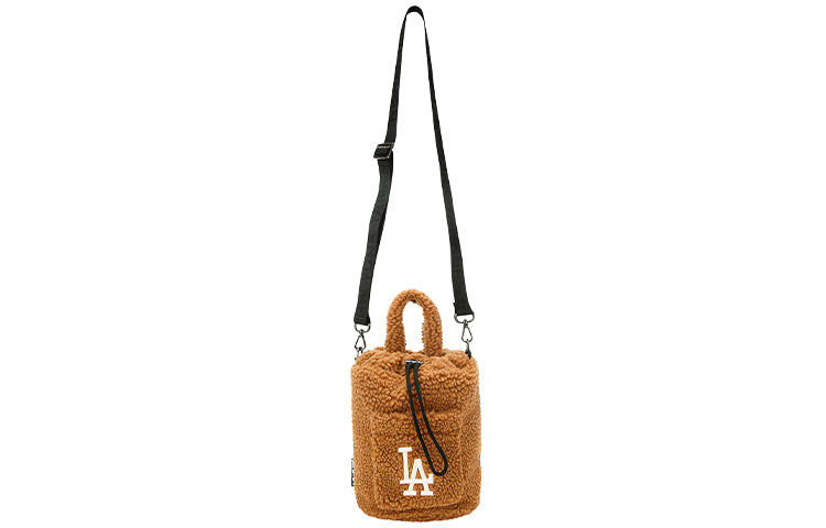 MLB LA Los Angeles Dodgers polar fleece Wool Bucket Bag handbag Brown 32BGDE011-07A