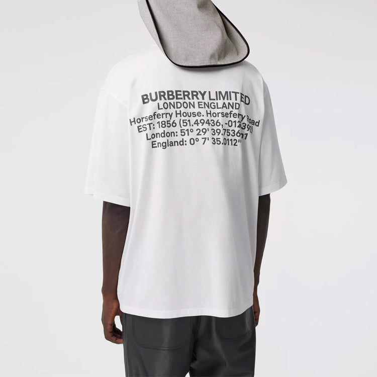 Men's Burberry SS21 Pocket Printing Round Neck Short Sleeve White 45676221