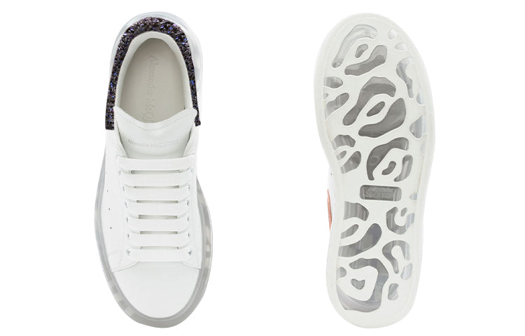 (WMNS) Alexander McQueen Clear Sole Oversized Sneaker 'White Black Sequins' 621718WHZ429926