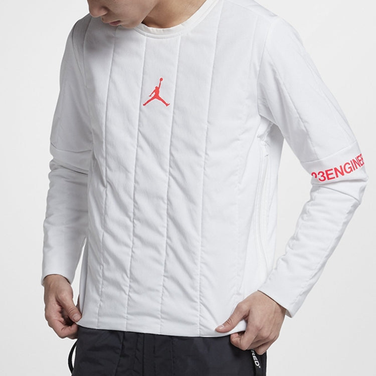 Air Jordan 23 Engineered Quilted Round Neck Pullover logo Sports Long Sleeves White AJ1055-100