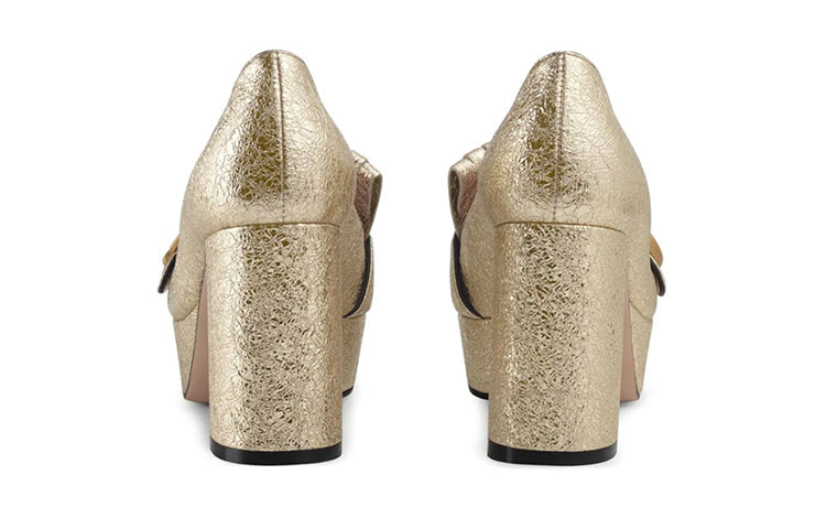 (WMNS) Gucci Marmont Platform Pump With Fringe 'Gold' 573020-DKT00-7100