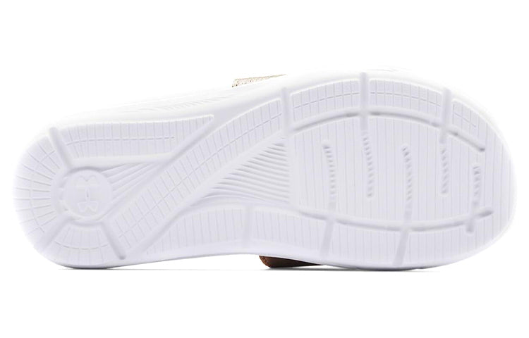 (WMNS) Under Armour Ignite 9 Slide 'White Metallic Faded Gold' 3022717-108