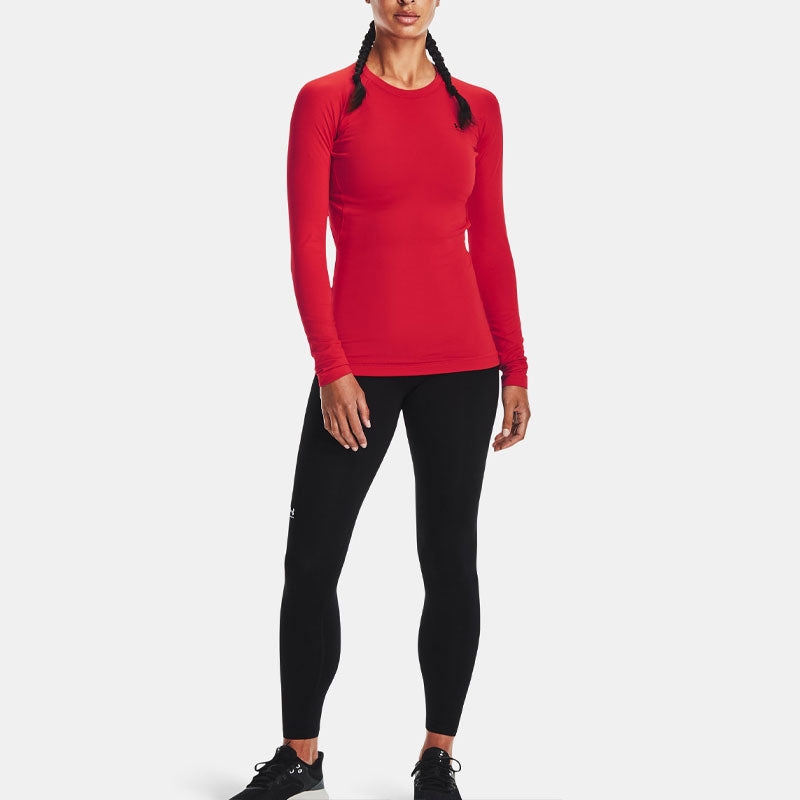 (WMNS) Under Armour ColdGear Authentics Crew Shirt 'Red' 1368701-600